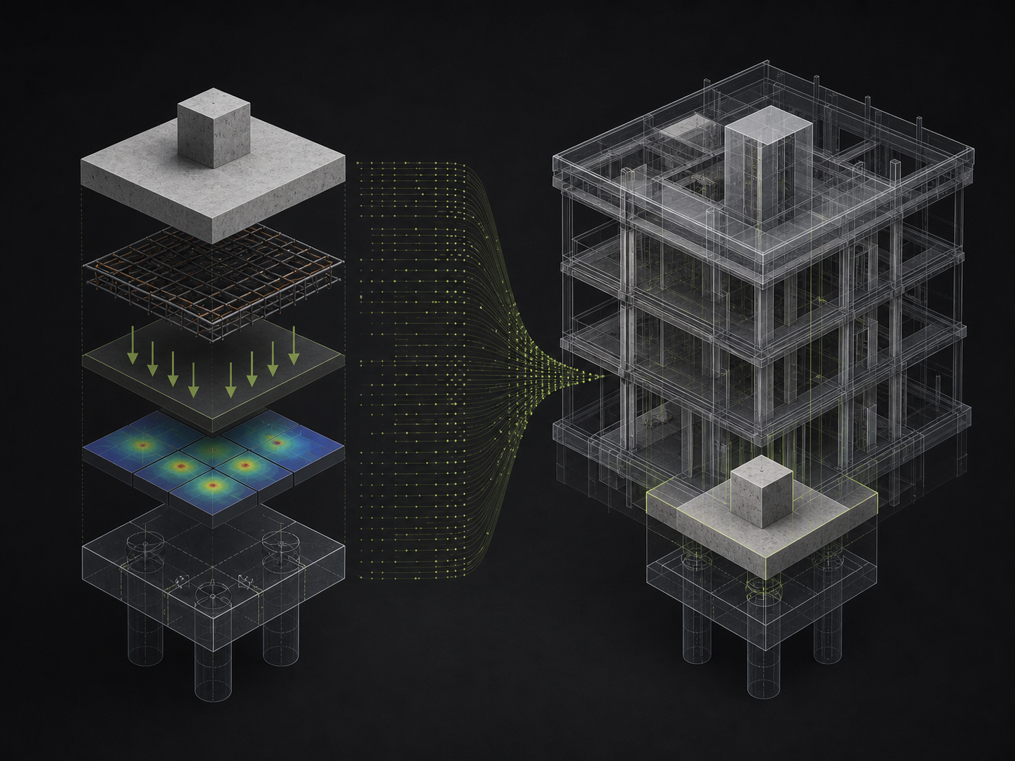 Teknisk illustration av dataöverföring från STQ till en Revit BIM-modell